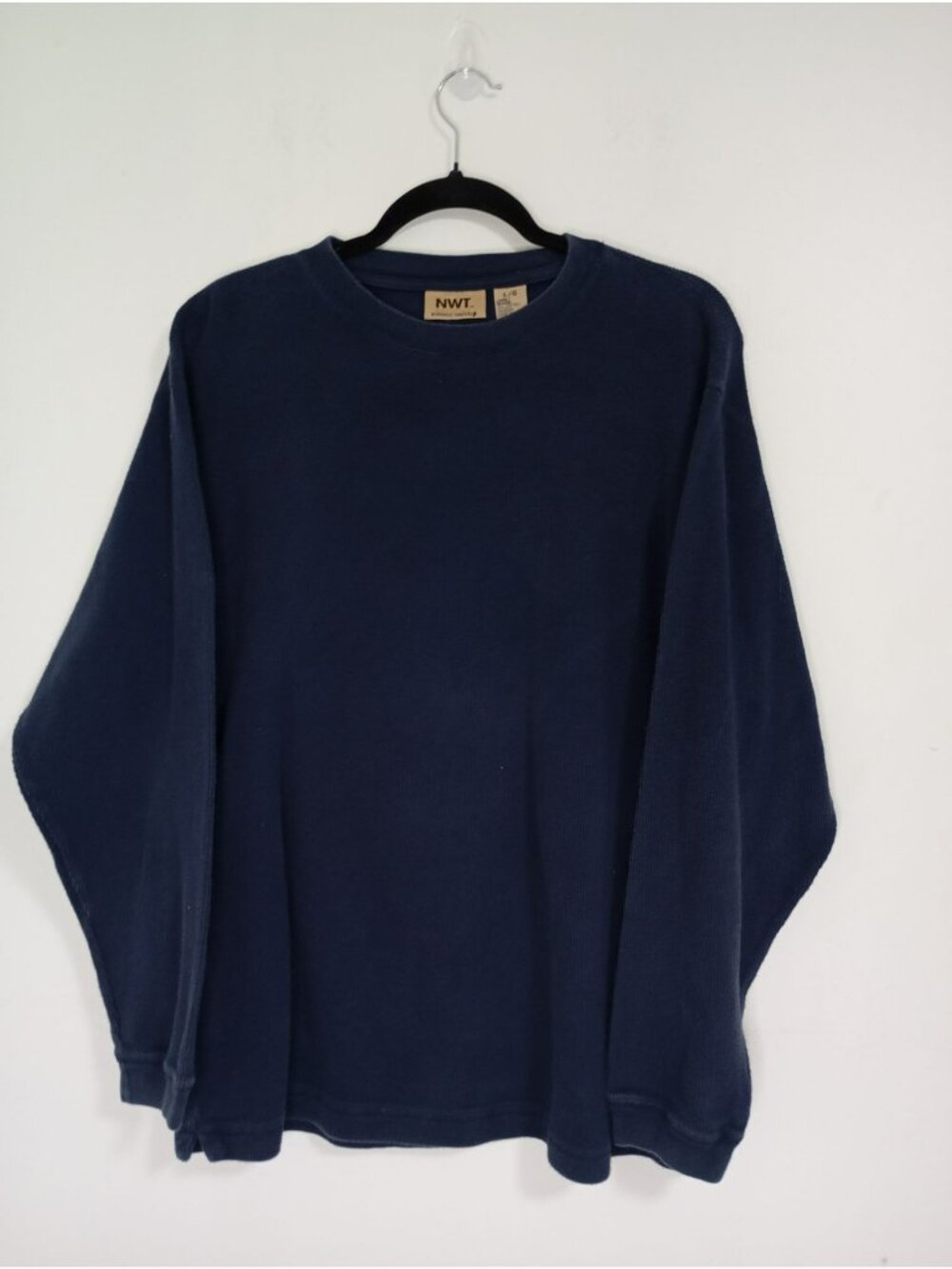 Northwest Territory Naturals Long-Sleeve Sweater L 100% Cotton Mens Navy Blue